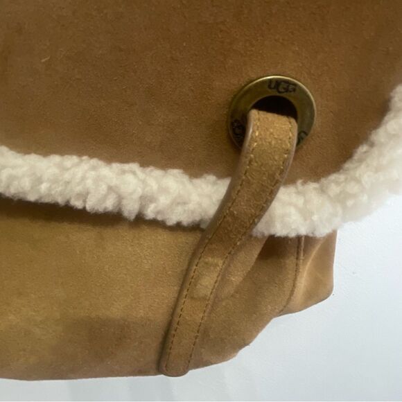 UGG Heritage Tan Suede Hobo Shoulder Bag Sherpa trim - Picture 6 of 16